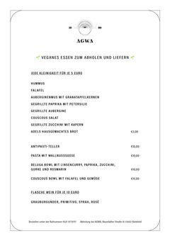A menu of Agwa