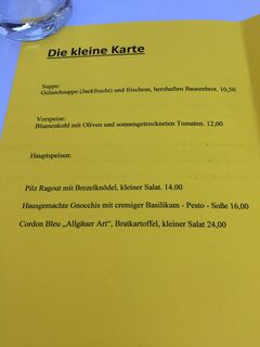 A menu of Hotel Swiss
