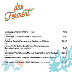 A menu of das Ferment