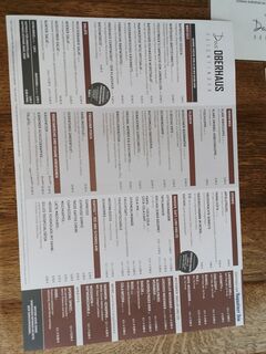 A menu of Das Oberhaus
