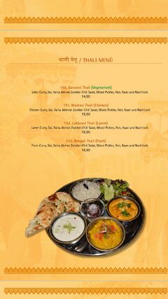 A menu of Rajdarbaar