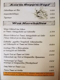 A menu of Cafe Waltenbergstüberl