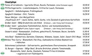 A menu of Schönes Leben