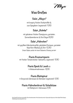 A menu of Das Allegro - Dortmund