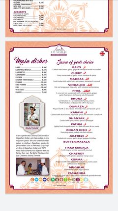 A menu of Taj Mahal