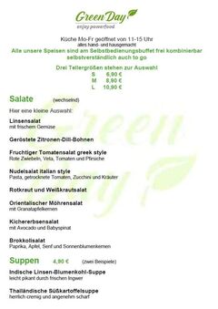 A menu of GreenDay