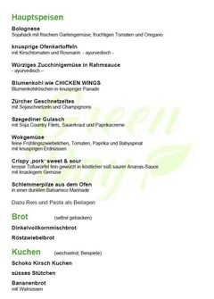A menu of GreenDay