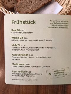 A menu of Cafe April