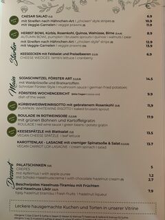 A menu of Försters