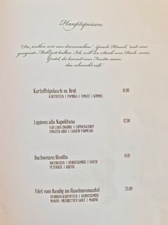 A menu of Henslerstüble