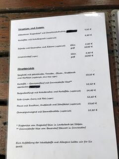A menu of Berggaststätte Pfaffenstein