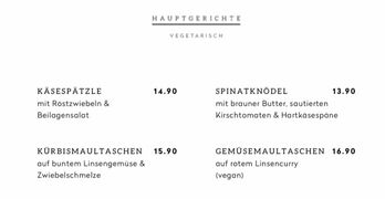 A menu of zur Linde