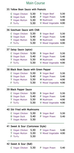 A menu of Veggie World