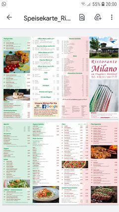 A menu of Milano