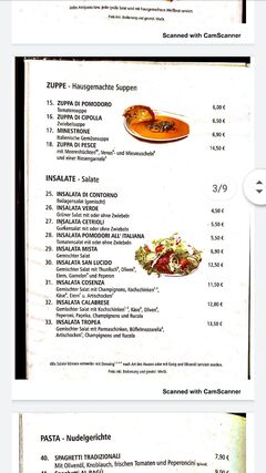A menu of Tropea
