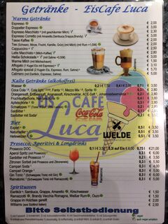 A menu of Eiscafe Luca