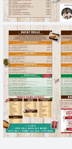 A menu of Roll Inn