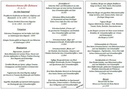 A menu of Landhotel Altmann