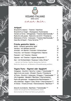 A menu of Vegano Italiano