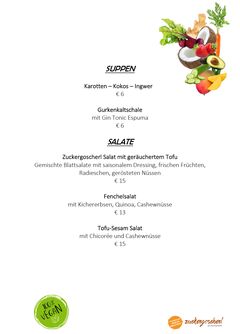 A menu of zuckergoscherl am Rochusmarkt