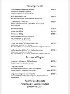 A menu of Weltenbummler