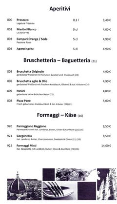 A menu of Gran Cafe Italia