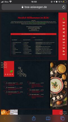A menu of Boa