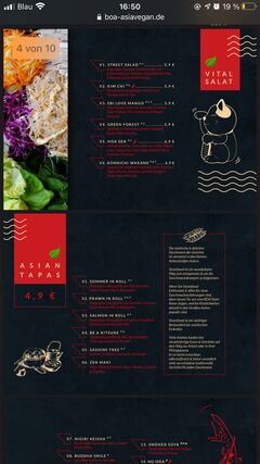A menu of Boa