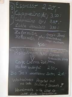 A menu of Kaffeediamant