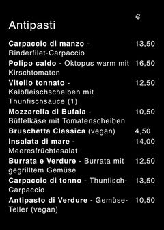 A menu of Rusticone