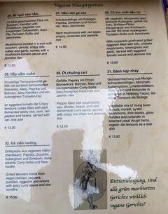 A menu of Sa Ðéc