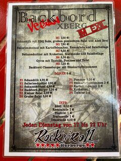 A menu of Rock'n'Roll Herberge