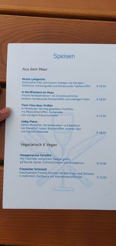 A menu of Hallig Krog