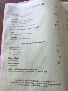 A menu of Café Malik