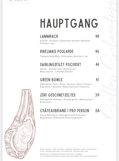 A menu of Schloss Schwandegg