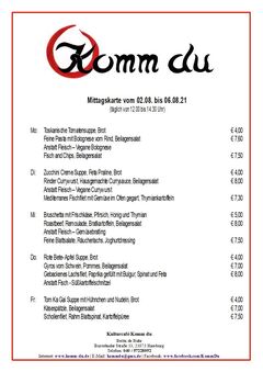 A menu of Komm du