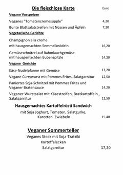 A menu of Uli's Schlemmertreff