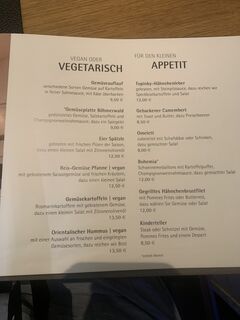A menu of Restaurant Böhmerwald