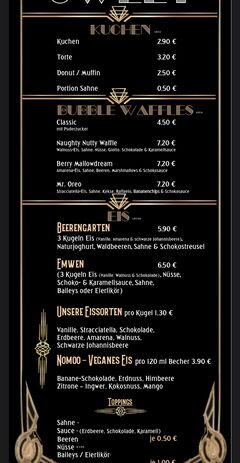A menu of Riffelhof