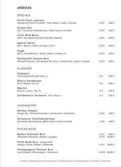 A menu of Hotel Knoblauch