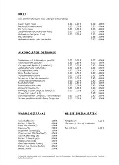 A menu of Hotel Knoblauch