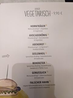 A menu of Hans im Glück, Marienstrasse