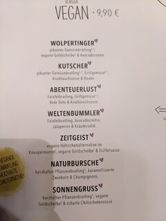 A menu of Hans im Glück, Marienstrasse