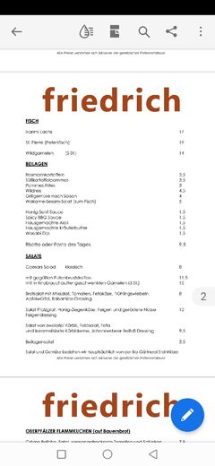 A menu of friedrich