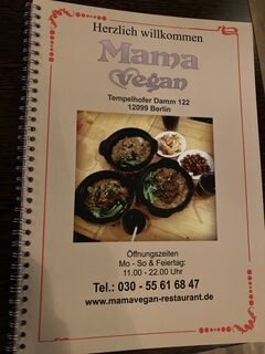 A menu of Mama Vegan