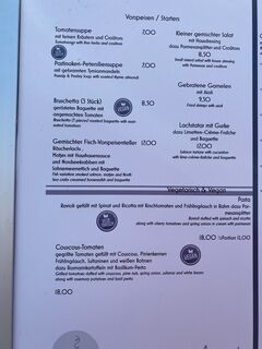 A menu of Strandterrassen Steinhude