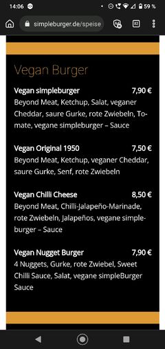 A menu of simpleburger
