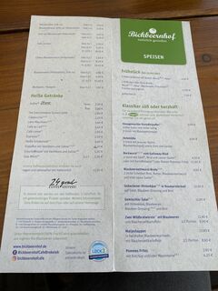 A menu of Bickbeernhof