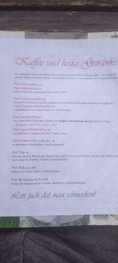 A menu of Blumencafé