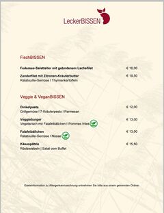 A menu of Badstube
